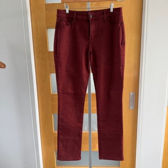 NYDJ Classic Legging Jeans Denim Pants Size 12 Burgundy Pants Stretch - Picture 1 of 12